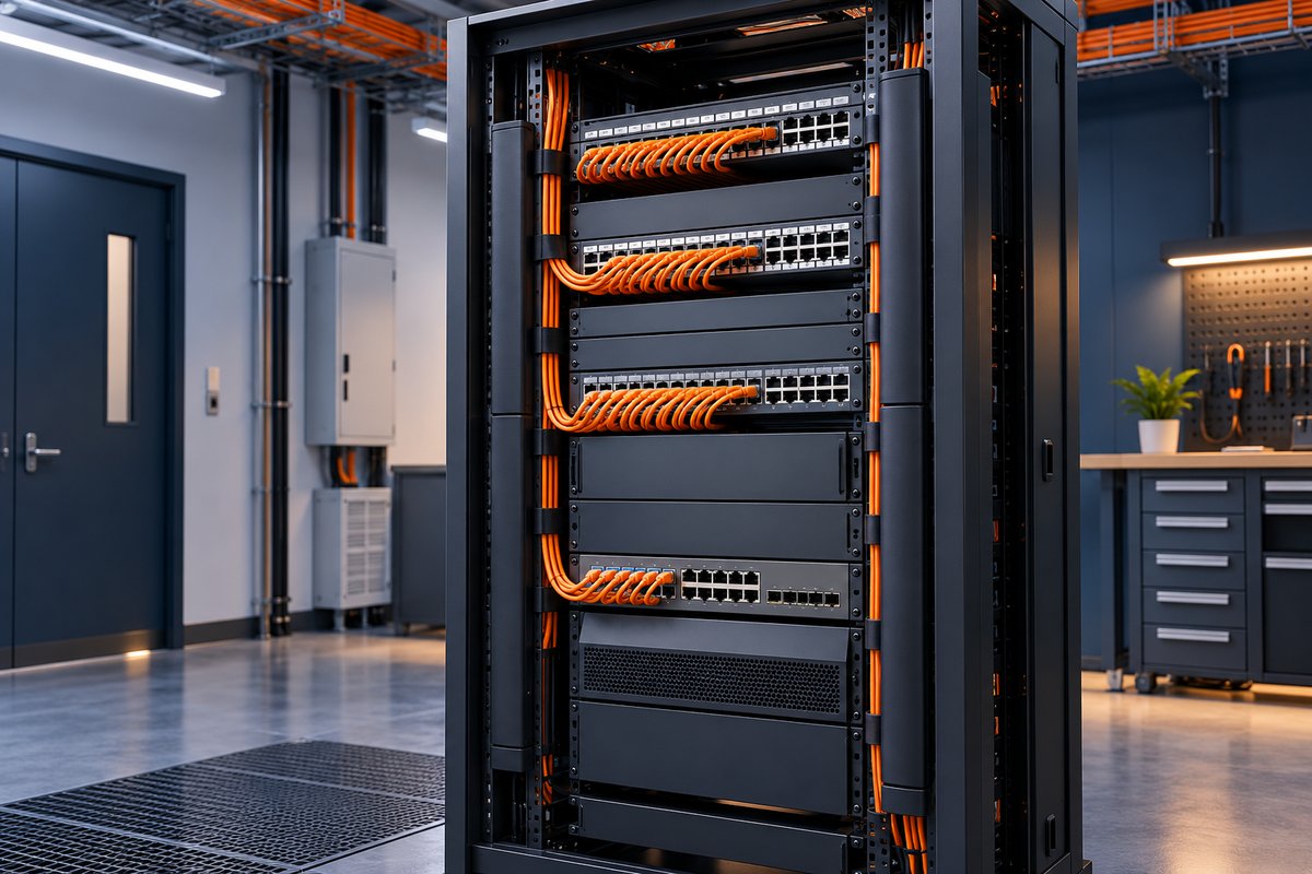 Rendered organised commercial network rack